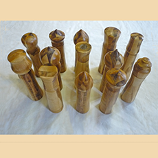 Gewürzmühlen-Set mit Crush-Grind-Keramikmahlwerk, segmentverleimt Nussbaum, Bambus, Birke