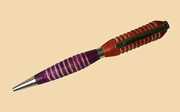 Drehkugelschreiber, verchromt, Esche,strukturiert und gefärbt